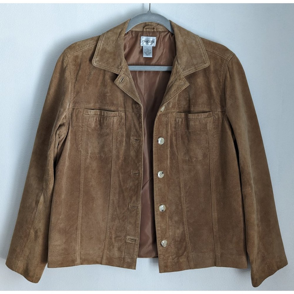 Leather Jacket Buttons Pockets Tan